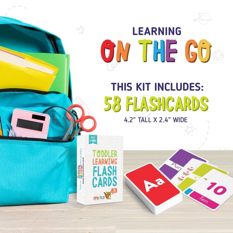 merka PreK & Kindergarten Starter Kit - 58 Flashcards, 4 Posters & 36 Interactive Stickers, Practice Book - Preschool Headstart Flashcards & Homeschool Early Learning Curriculum - Image 4